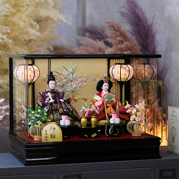 吉徳　 雛人形　ケース入り 小三五親王飾り 御雛 アクリルケース オルゴール付　詳細画像