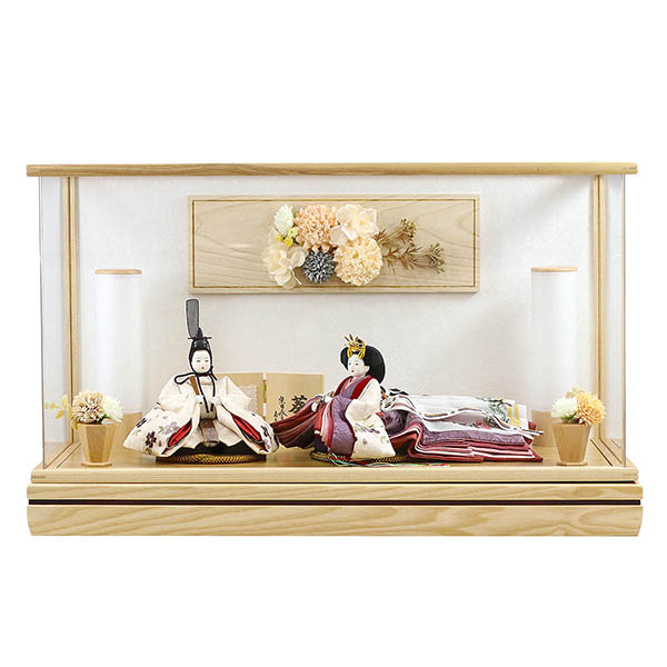 柴田家千代作 葵 算崩地紋 刺繍桜ちらし 白紫 柳親王 裾長衣装着 白木 木目 アートフラワー アク