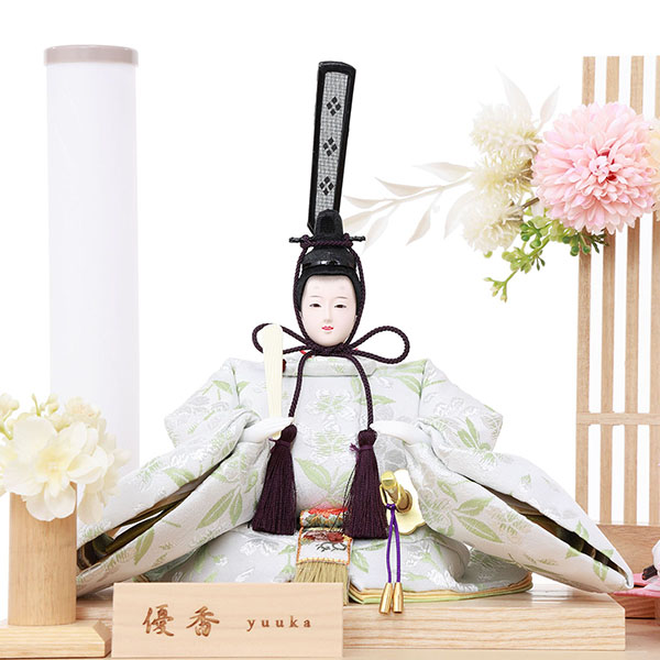 雛人形 フジキ 優香作 衣裳着 京十二番親王 アレンジフラワー 白木 木目 アクリルケース飾り 詳細画像 フジキ 雛人形 優香作 衣裳着 京十二番親王 アレンジフラワー 白木 木目 アクリルケース飾り 詳細画像