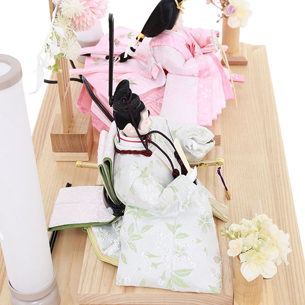 雛人形 フジキ 優香作 衣裳着 京十二番親王 アレンジフラワー 白木 木目 アクリルケース飾り 詳細画像 フジキ 雛人形 優香作 衣裳着 京十二番親王 アレンジフラワー 白木 木目 アクリルケース飾り 詳細画像