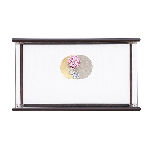 フジキ　 雛人形　優香作 衣裳着 京十三番親王 つまみ細工 鉄刀木 アクリルケース飾り　詳細画像