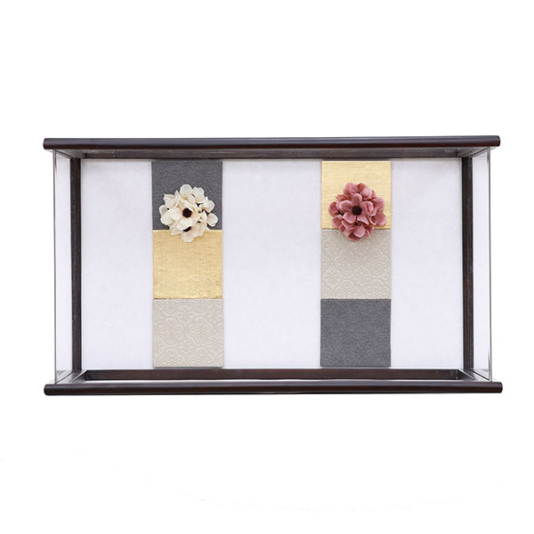 フジキ　 雛人形　優香作 衣裳着 京十三番親王 アレンジフラワー 黒檀 アクリルケース飾り　詳細画像