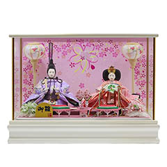 雛人形: 衣裳着 御雛 小三五親王 ガラスケース飾り