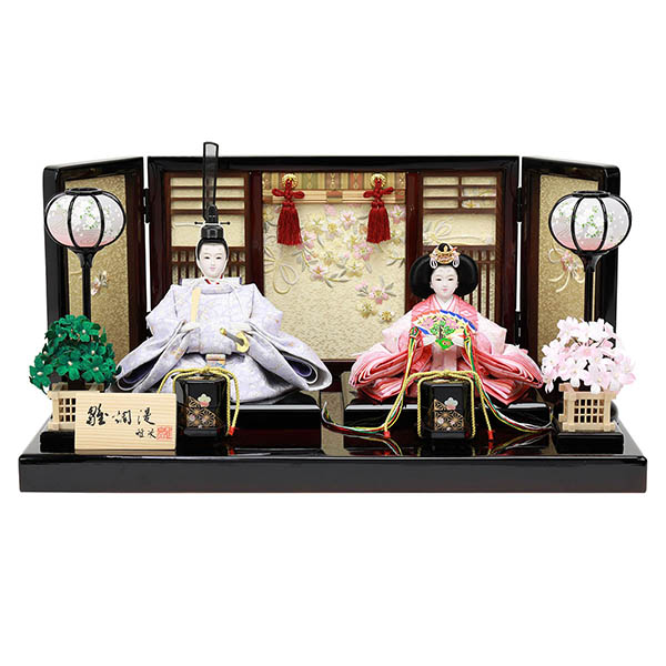 雅泉作 衣裳着 芥子親王 三曲 リボン桜屏風 塗桐ワインボカシ飾り台 平飾り