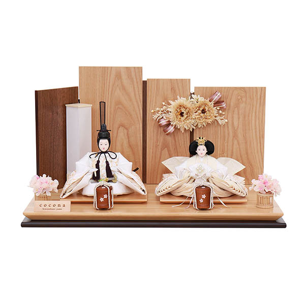 cocona 衣裳着 小三五親王 アレンジフラワー 白木 木目 三曲花飾り屏風 平飾り