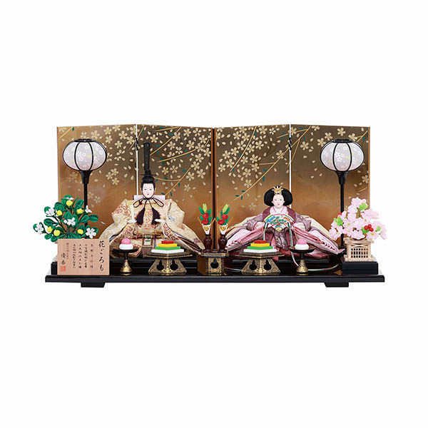 優香作 衣裳着 京十番親王 四曲金塗に箔桜屏風 平飾り