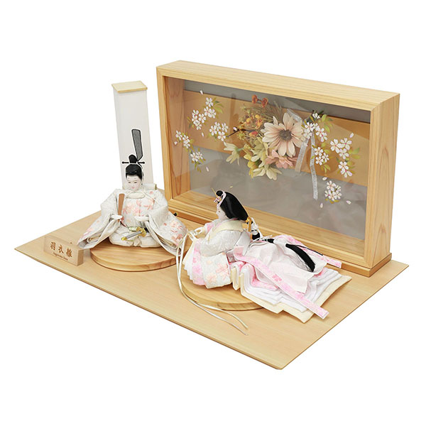 雛人形 フジキ 羽衣雛 衣裳着 京十四番親王 刺繍 白木 木目 檜 小桜にブーケ 平飾り 詳細画像 フジキ 雛人形 羽衣雛 衣裳着 京十四番親王 刺繍 白木 木目 檜 小桜にブーケ 平飾り 詳細画像