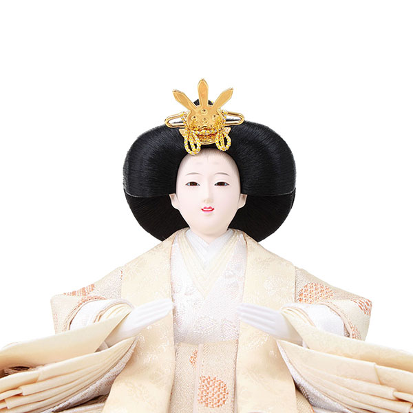フジキ　 雛人形　雅泉作 衣裳着 小芥子親王 白木 木目 四曲麻の葉屏風 収納箱飾り　詳細画像