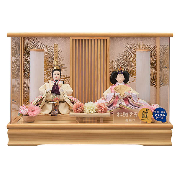 雛人形 藤翁 まひろ 小三五親王飾り 白木 木目 桧 格子 アクリルケース 詳細画像 藤翁 雛人形 まひろ 小三五親王飾り 白木 木目 桧 格子 アクリルケース 詳細画像