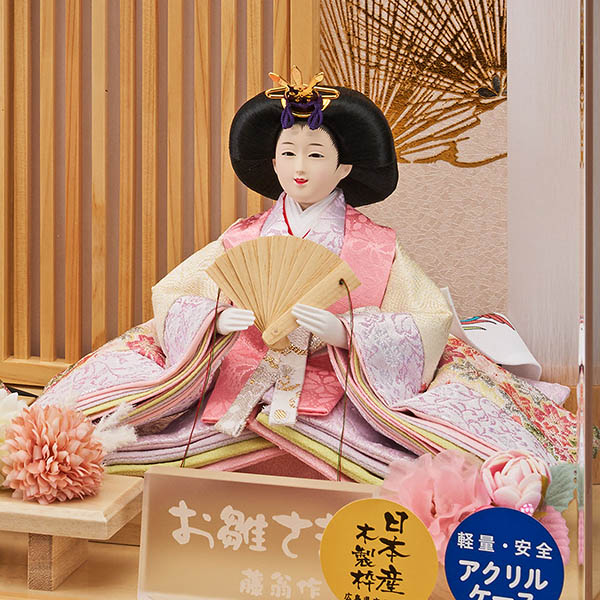 雛人形 藤翁 まひろ 小三五親王飾り 白木 木目 桧 格子 アクリルケース 詳細画像 藤翁 雛人形 まひろ 小三五親王飾り 白木 木目 桧 格子 アクリルケース 詳細画像