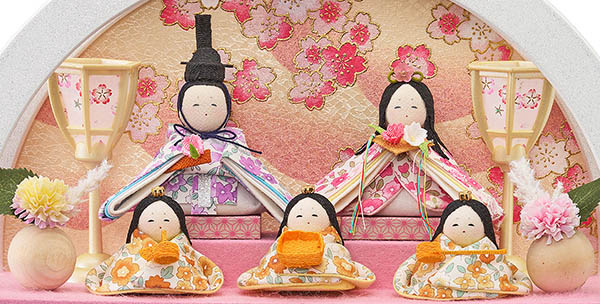 藤翁　 雛人形　舞こてい わらべ十人飾り 手鏡型 アクリルケース オルゴール付き　詳細画像