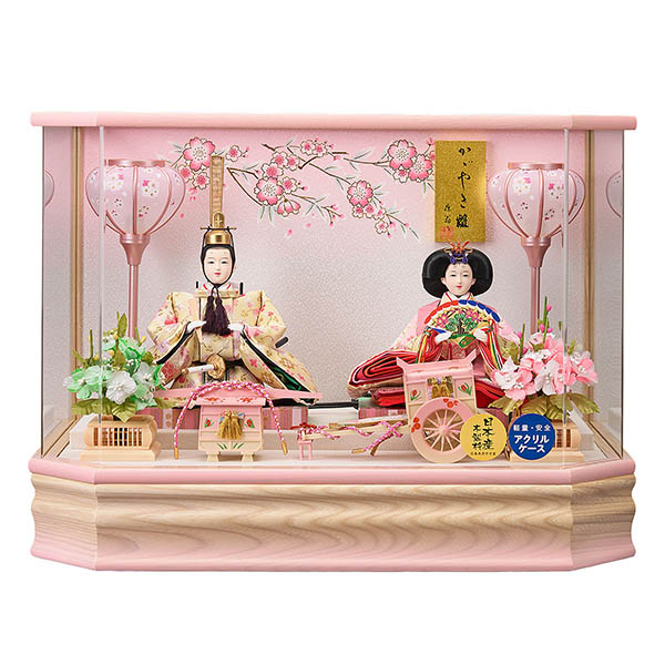 雛人形 藤翁 結芽 三五親王飾り 白木 木目 栓欅六角 アクリルケース 詳細画像 藤翁 雛人形 結芽 三五親王飾り 白木 木目 栓欅六角 アクリルケース 詳細画像