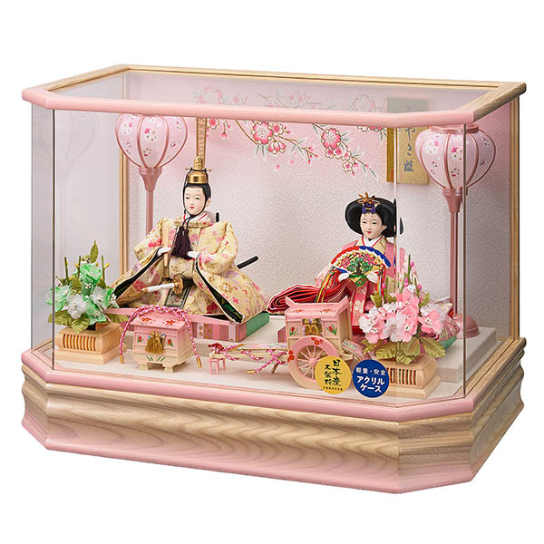 雛人形 藤翁 結芽 三五親王飾り 白木 木目 栓欅六角 アクリルケース 詳細画像 藤翁 雛人形 結芽 三五親王飾り 白木 木目 栓欅六角 アクリルケース 詳細画像