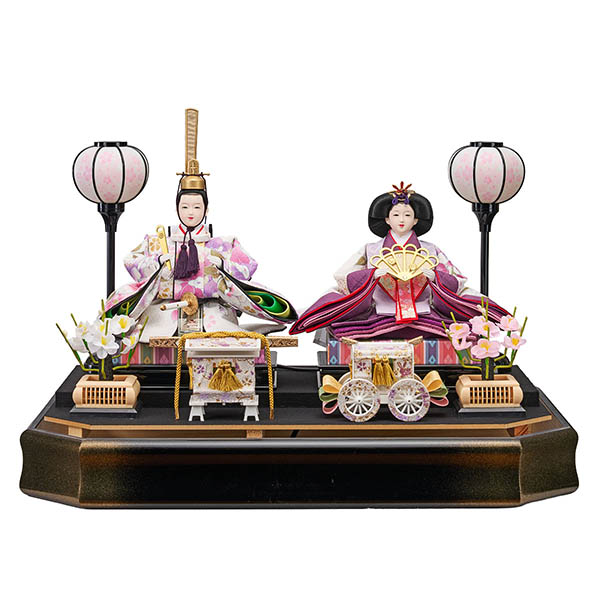 雛人形 藤翁 胡蝶 三五親王飾り 白 六角金ボカシ アクリルケース 詳細画像 藤翁 雛人形 胡蝶 三五親王飾り 白 六角金ボカシ アクリルケース 詳細画像
