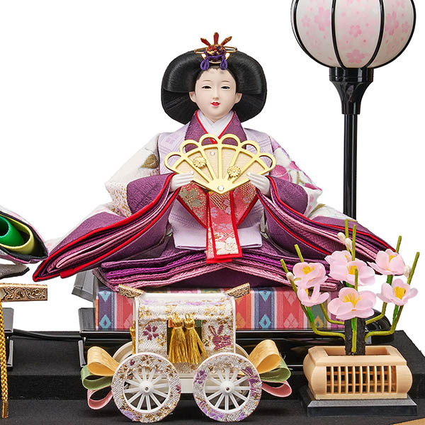 雛人形 藤翁 胡蝶 三五親王飾り 白 六角金ボカシ アクリルケース 詳細画像 藤翁 雛人形 胡蝶 三五親王飾り 白 六角金ボカシ アクリルケース 詳細画像
