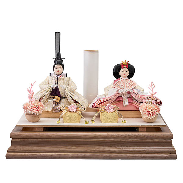雛人形 藤翁 ひなた 豆親王飾り チェリー 茶木目 丸型 かぶせ型 ACケース 飾花バック アクリルケース 詳細画像 藤翁 雛人形 ひなた 豆親王飾り チェリー 茶木目 丸型 かぶせ型 ACケース 飾花バック アクリルケース 詳細画像