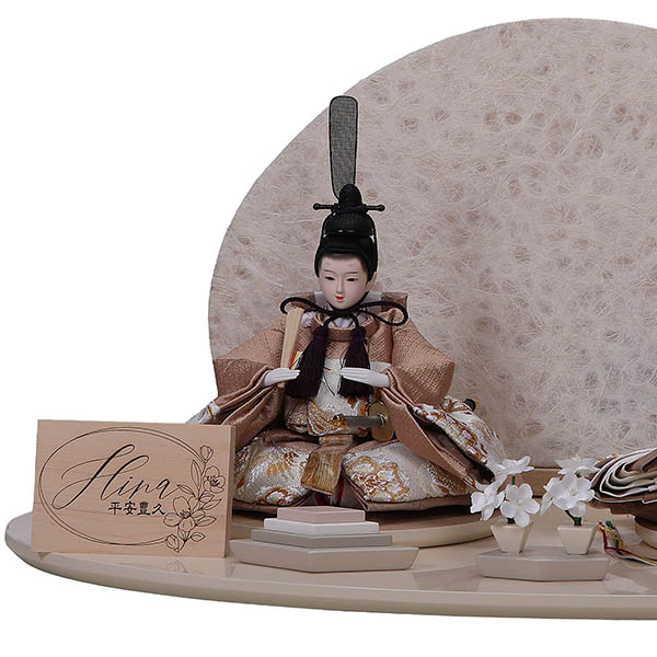 平安豊久　 雛人形　なぎさ 芥子親王 平飾り 繭飾 LED灯付衝立　詳細画像