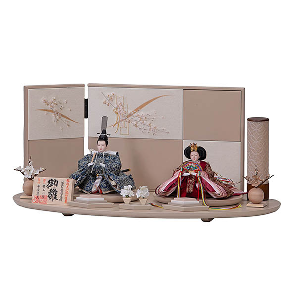 ゆか 芥子親王 平飾り モカ 二曲刺繍屏風