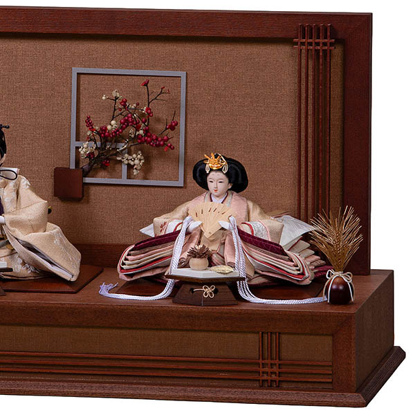 平安豊久　 雛人形　ことは 芥子親王 平飾り LED灯付 泥金紅白南天衝立　詳細画像