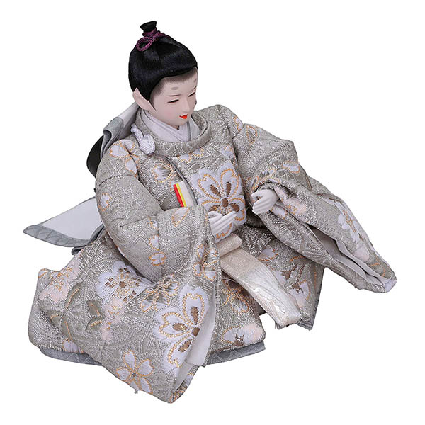 平安豊久　 雛人形　さな 芥子親王 平飾り モカ 刺繍雪輪桜屏風　詳細画像