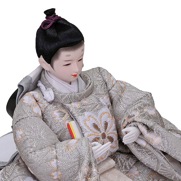 平安豊久　 雛人形　さな 芥子親王 平飾り モカ 刺繍雪輪桜屏風　詳細画像