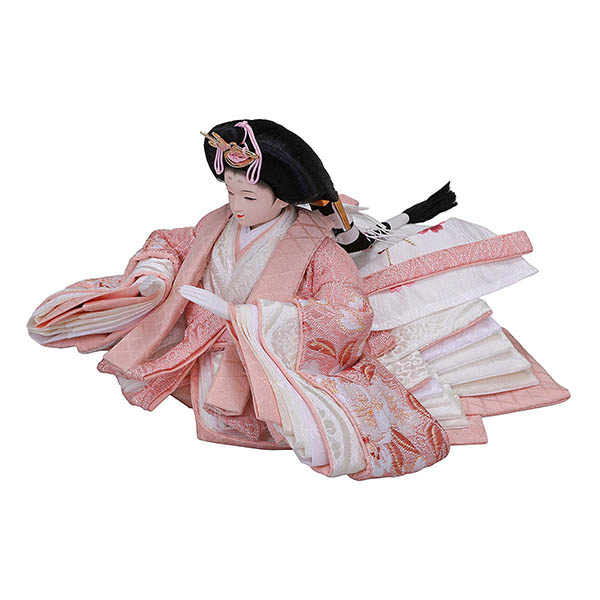 平安豊久　 雛人形　さな 芥子親王 平飾り モカ 刺繍雪輪桜屏風　詳細画像