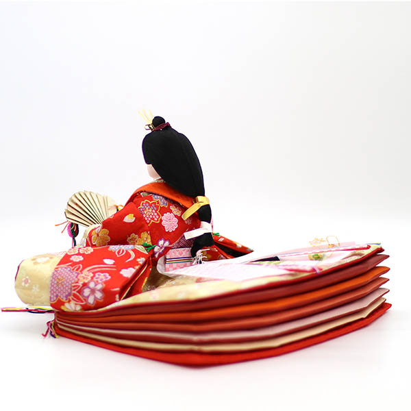 久月　 雛人形　段織 衣裳着 十番親王 小三五官女 五人飾り 木製 三段飾り　詳細画像