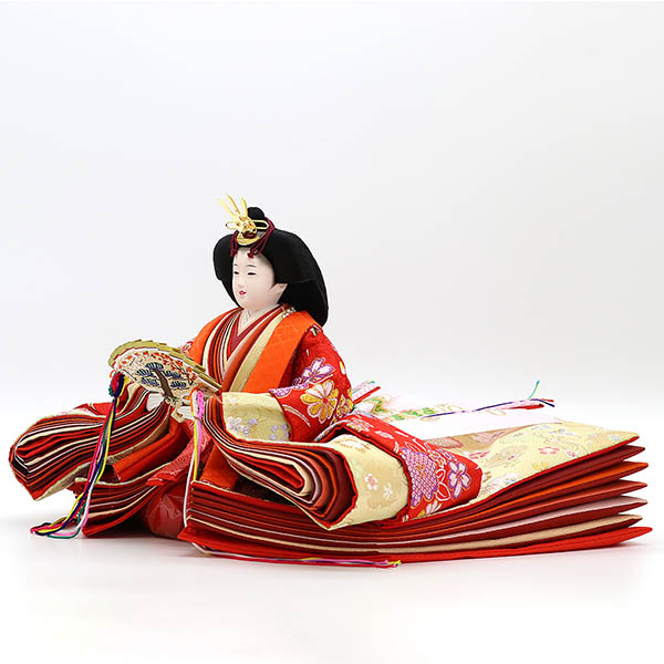 久月　 雛人形　段織 衣裳着 十番親王 小三五官女 五人飾り 木製 三段飾り　詳細画像