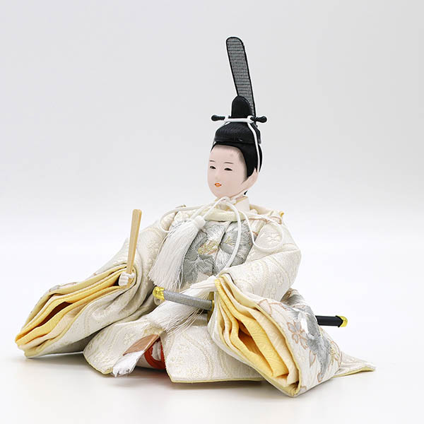 久月　 雛人形　刺繍 衣裳着 小芥子親王 平飾り 白木 木目　詳細画像