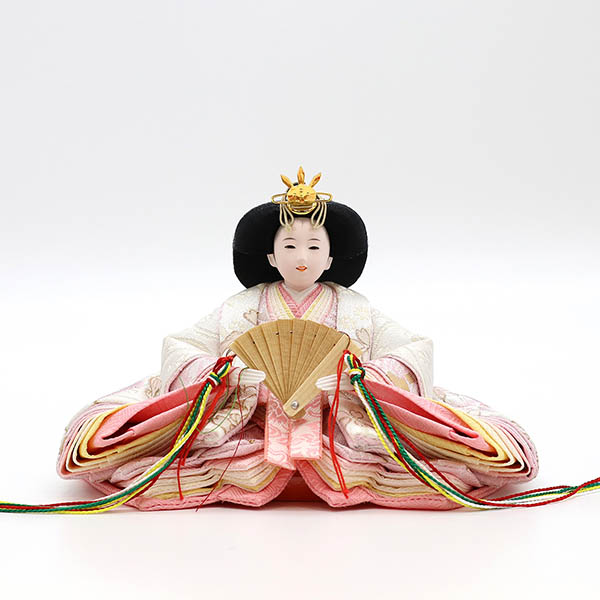 久月　 雛人形　刺繍 衣裳着 小芥子親王 平飾り 白木 木目　詳細画像