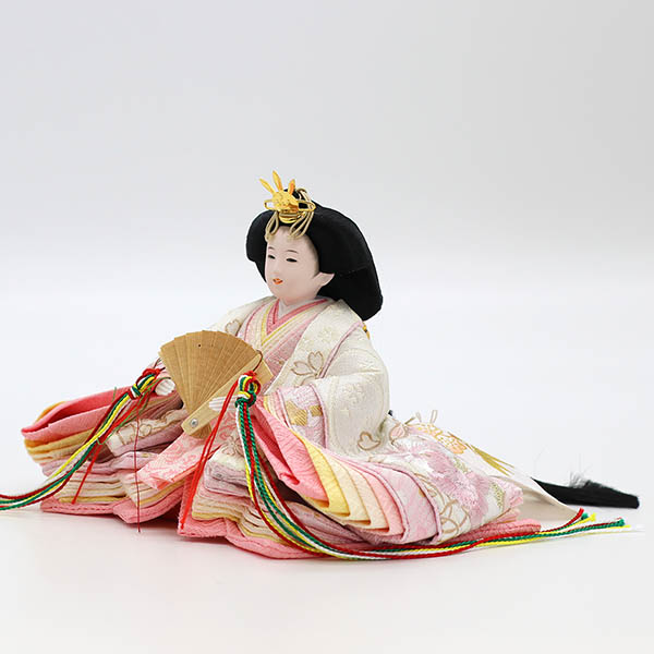 久月　 雛人形　刺繍 衣裳着 小芥子親王 平飾り 白木 木目　詳細画像