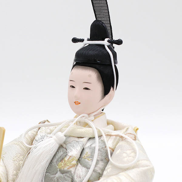 久月　 雛人形　刺繍 衣裳着 小芥子親王 平飾り 白木 木目　詳細画像