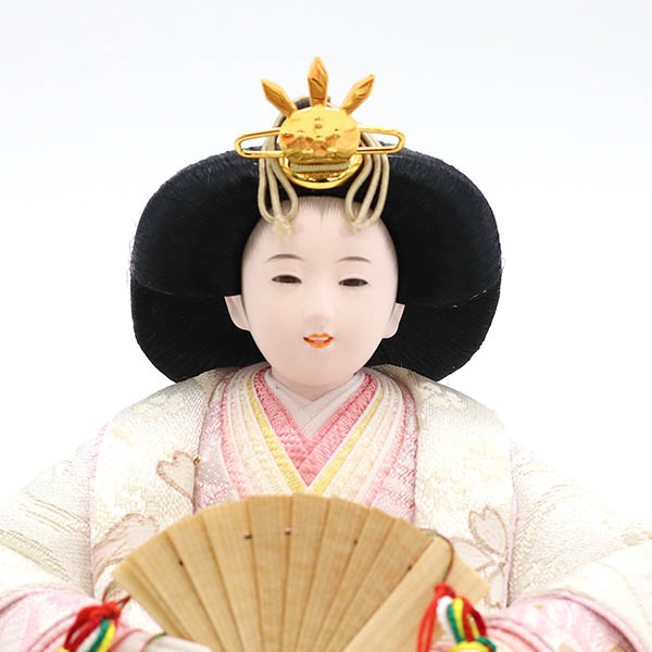 久月　 雛人形　刺繍 衣裳着 小芥子親王 平飾り 白木 木目　詳細画像