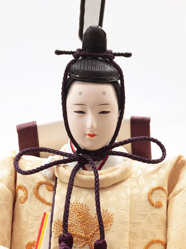 久月　 雛人形　刺繍 衣裳着 小三五親王 平飾り 白木 木目　詳細画像
