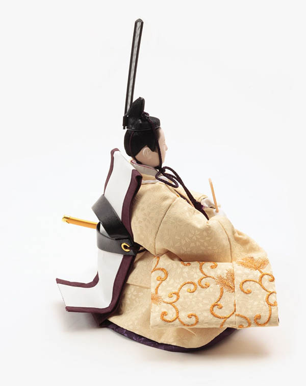 久月　 雛人形　刺繍 衣裳着 小三五親王 平飾り 白木 木目　詳細画像