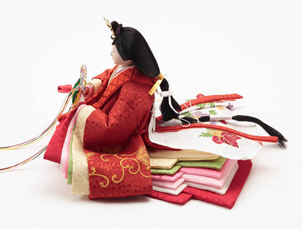久月　 雛人形　刺繍 衣裳着 小三五親王 平飾り 白木 木目　詳細画像