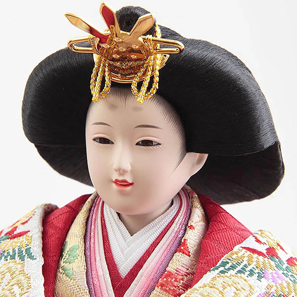 久月　 雛人形　衣裳着 小三五親王 小芥子官女 五人飾り 収納三段飾り　詳細画像