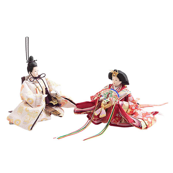 久月　 雛人形　衣裳着 小三五親王 小芥子官女 五人飾り 収納三段飾り　詳細画像