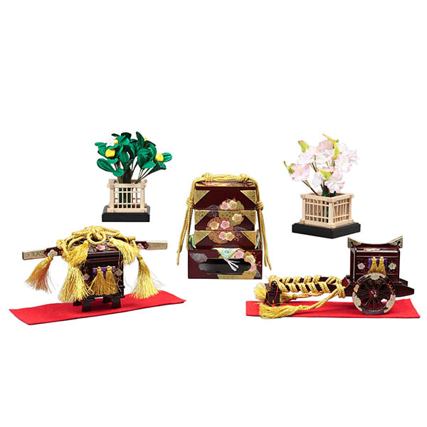 久月　 雛人形　皇雅雛 西陣織金襴 衣裳着 三五親王 芥子官女 五人飾り 収納三段飾り 引き出し式収納箱　詳細画像