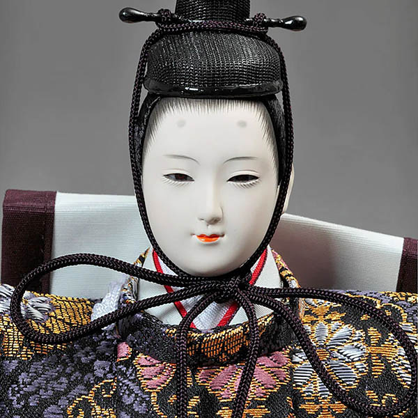 久月　 雛人形　皇雅雛 西陣織金襴 衣裳着 三五親王 芥子官女 五人飾り 収納三段飾り 引き出し式収納箱　詳細画像