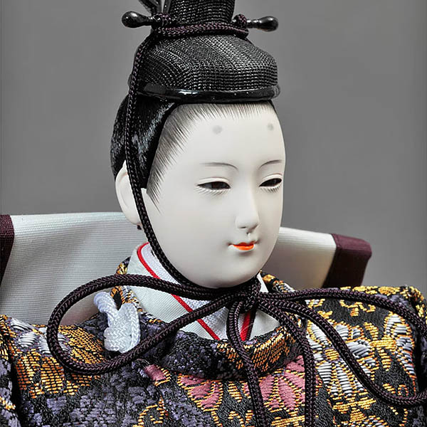 久月　 雛人形　皇雅雛 西陣織金襴 衣裳着 三五親王 芥子官女 五人飾り 収納三段飾り 引き出し式収納箱　詳細画像