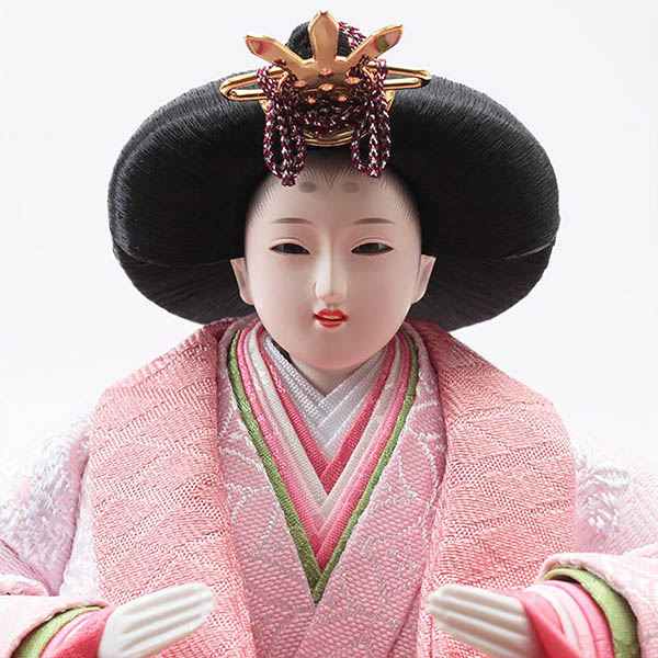 久月　 雛人形　銘木 檜 刺繍 衣裳着 芥子親王 柳官女 五人飾り 収納三段飾り 引き出し式収納箱　詳細画像