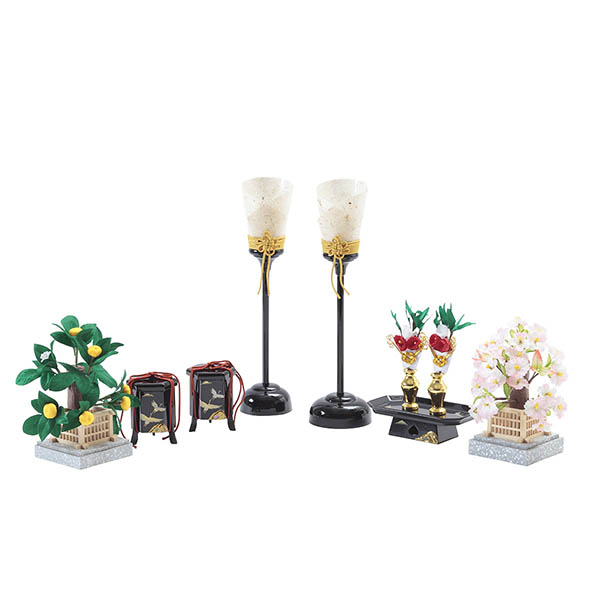 久月　 雛人形　二世光匠作 正絹有職 黄櫨染 衣裳着 京十一番親王 平飾り 緋毛氈 久月監製　詳細画像