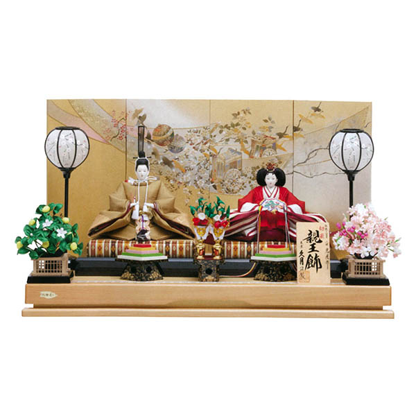 二世光匠作 切嵌 衣裳着 京十番親王 平飾り 白木 木目 飾り台 久月監製 【D-37】