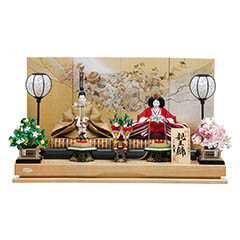 雛人形: 二世光匠作 切嵌 衣裳着 京十番親王 平飾り 白木 木目 飾り台 久月監製 【D-37】