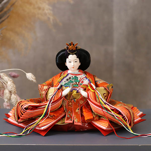 久月　 雛人形　光園作 正絹有職 黄櫨染 衣裳着 小三五親王 平飾り 久月監製　詳細画像