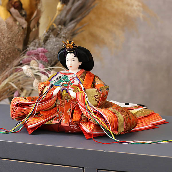 久月　 雛人形　光園作 正絹有職 黄櫨染 衣裳着 小三五親王 平飾り 久月監製　詳細画像