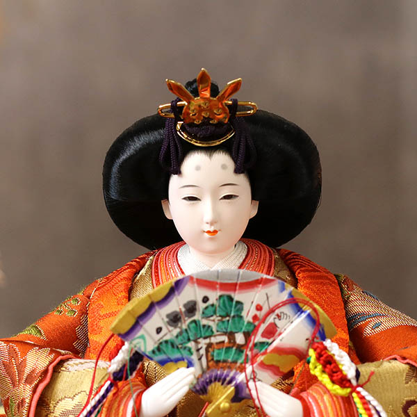 久月　 雛人形　光園作 正絹有職 黄櫨染 衣裳着 小三五親王 平飾り 久月監製　詳細画像