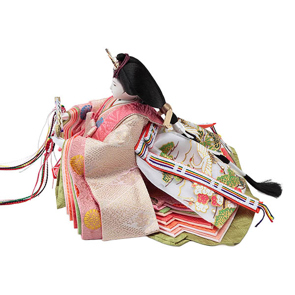 久月　 雛人形　横山薫作 正絹 衣裳着 芥子親王 平飾り 白木 木目 飾り台 久月監製　詳細画像