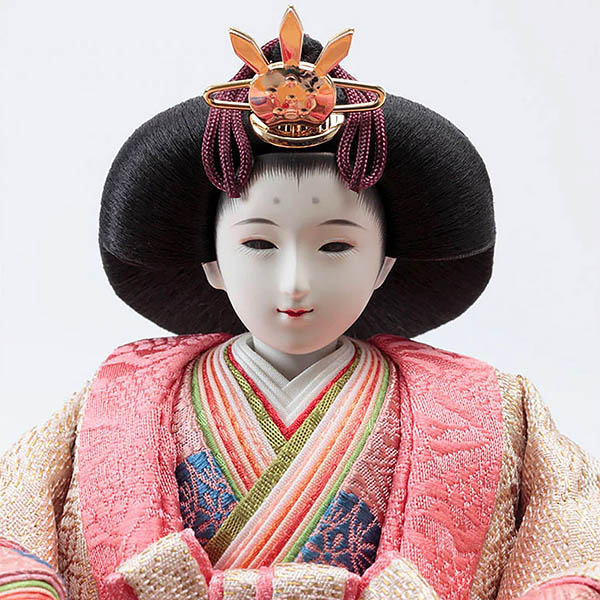 久月　 雛人形　横山薫作 正絹 衣裳着 芥子親王 平飾り 白木 木目 飾り台 久月監製　詳細画像